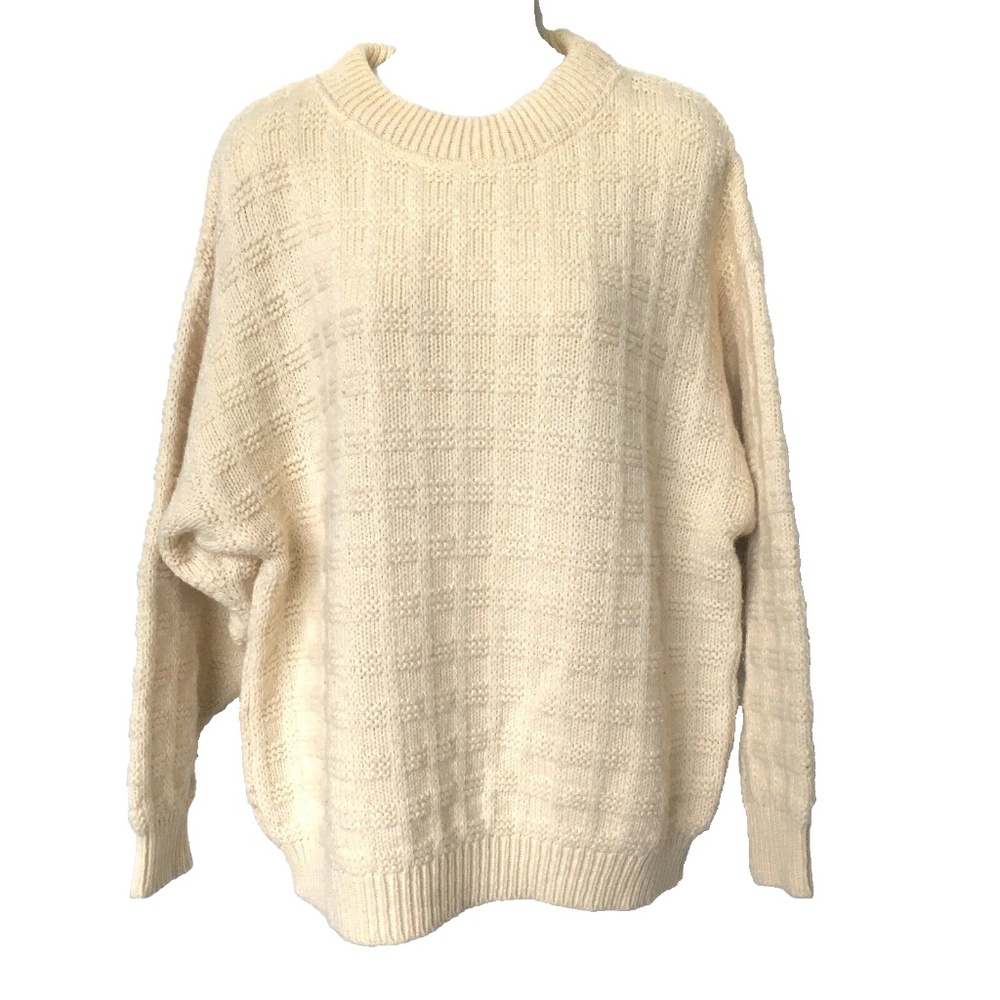 Clinique Ricardo Sweater Chunky Beige Wool Blend Knit Pullover Sz M Ricardo Bini